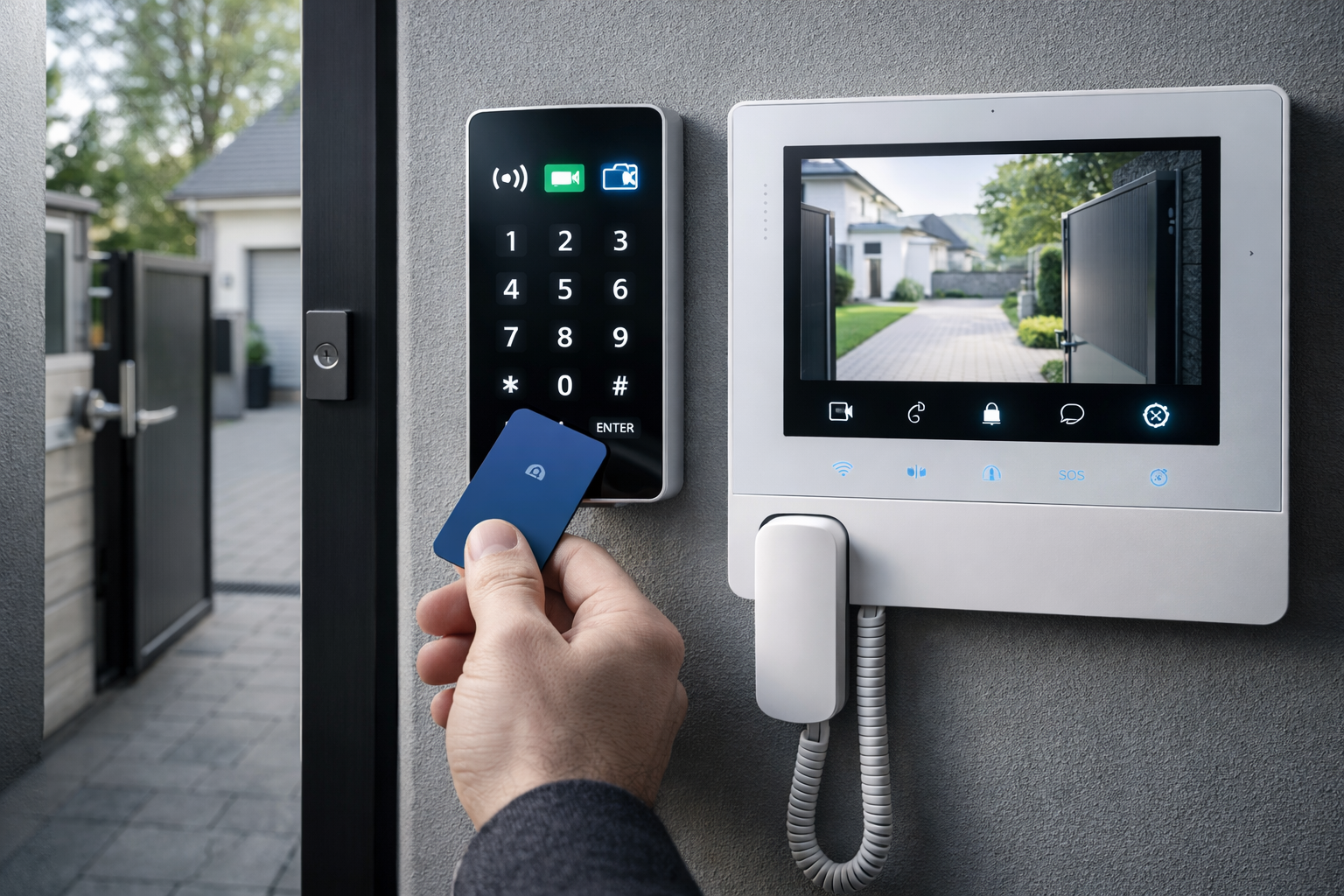 Control acces & videointerfon pentru intrări sigure.